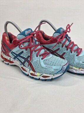 ASICS Gel Kayano 21 NYC Marathon Limited Edition Women's sz 7.5 Blue Red Paint
